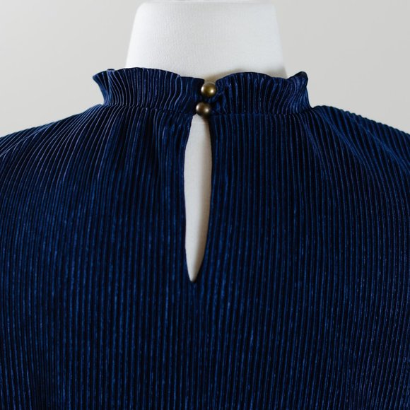 Charles Henry Midnight Blue Pleated Midi Dress - Picture 8 of 9